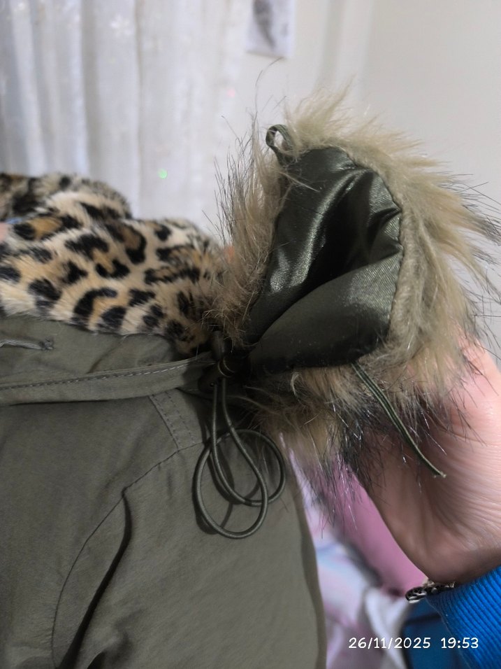 Gri Leopar Desenli çocuk Kürklü Uzun Mont - Görsel 3