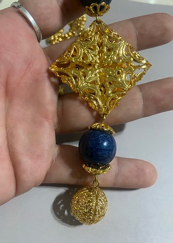 Uzun Zincirli Vintage Bohem Kolye Almanya 1980 ler - Görsel 4