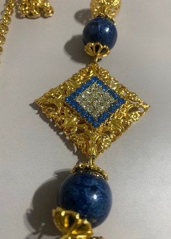 Uzun Zincirli Vintage Bohem Kolye Almanya 1980 ler - Görsel 3