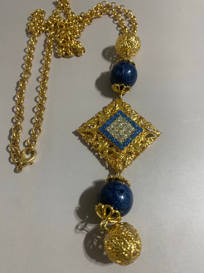 Uzun Zincirli Vintage Bohem Kolye Almanya 1980 ler - Görsel 2