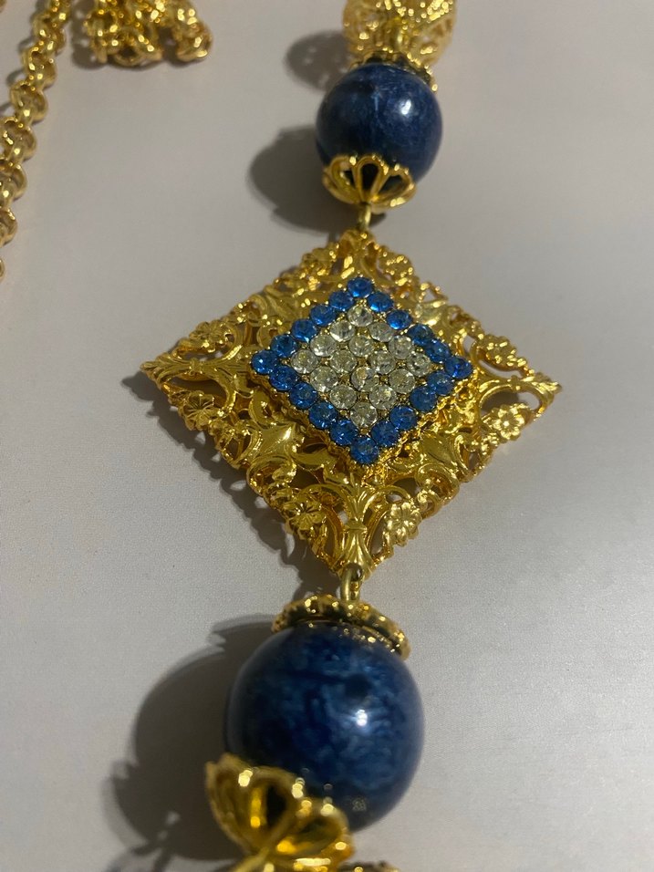 Uzun Zincirli Vintage Bohem Kolye Almanya 1980 ler - Görsel 3