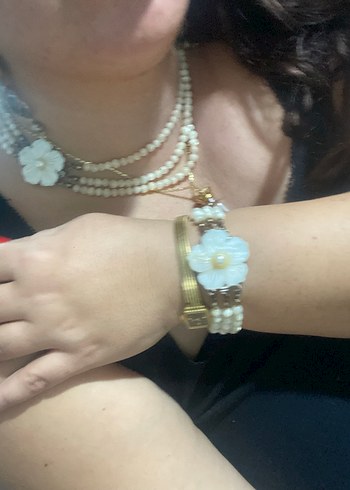 Beyaz Çiçekli Sedef  Boncuklu Bohem Bileklik - Görsel 3