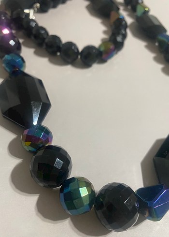 Uzun Siyah Boncuklu Gotik Kolye - Görsel 3