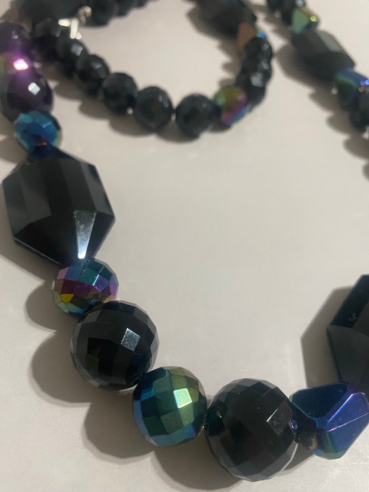 Uzun Siyah Boncuklu Gotik Kolye - Görsel 3