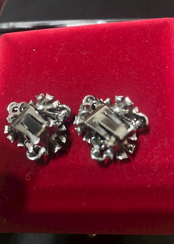 Mavi Mini Çiçekli Payetli Küpe vintage küpe - Görsel 3