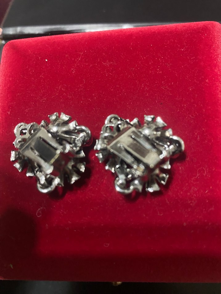 Mavi Mini Çiçekli Payetli Küpe vintage küpe - Görsel 3