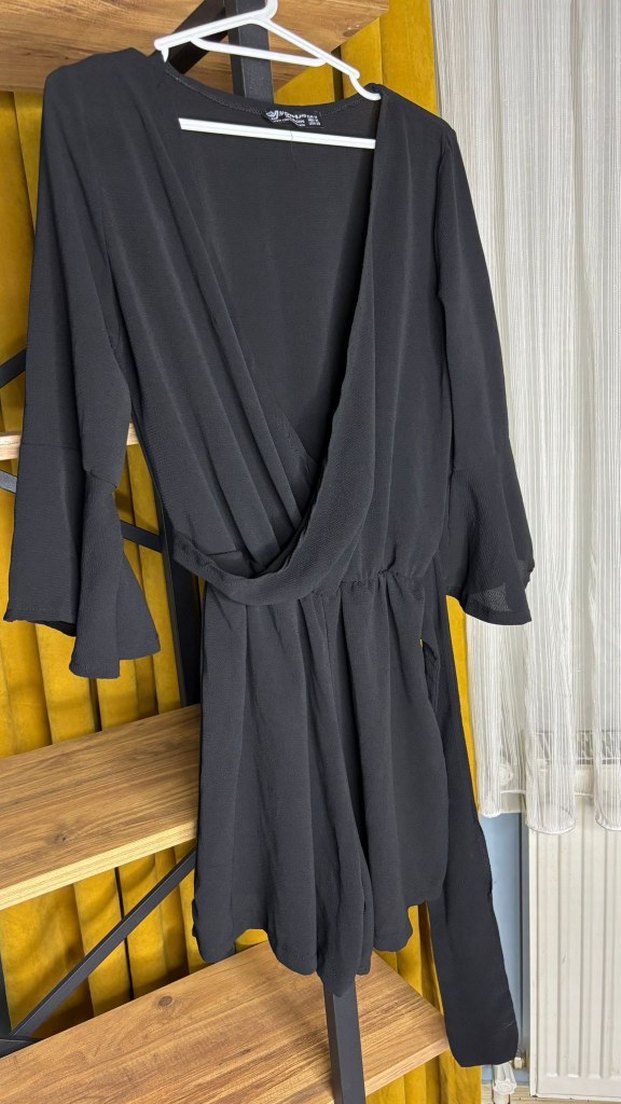 Siyah  Uzun Kollu Kadın Tulum - Görsel 4