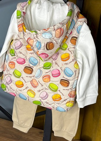 Kız Çocuk Renkli Baskılı Pamuklu Puff Yelek - Görsel 5