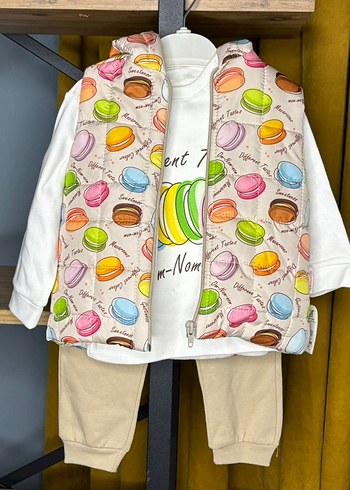 Kız Çocuk Renkli Baskılı Pamuklu Puff Yelek - Görsel 8