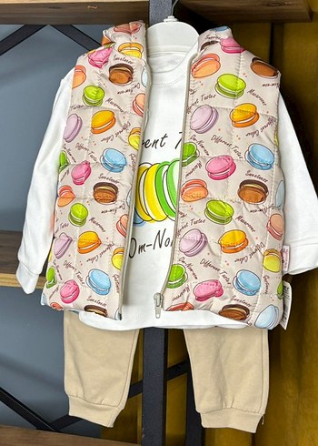 Kız Çocuk Renkli Baskılı Pamuklu Puff Yelek - Görsel 3