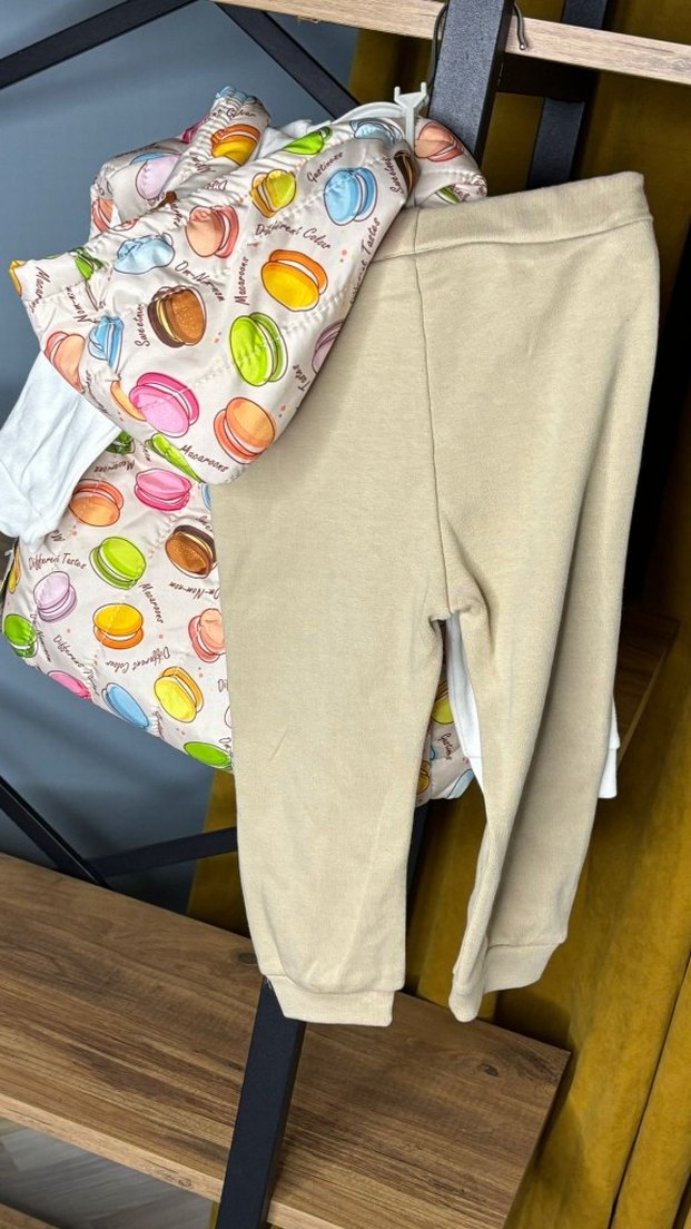 Kız Çocuk Renkli Baskılı Pamuklu Puff Yelek - Görsel 4