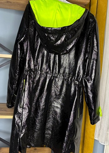 Siyah Deri Midi Yağmurluk - Görsel 5