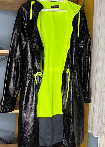 Siyah Deri Midi Yağmurluk - Görsel 7