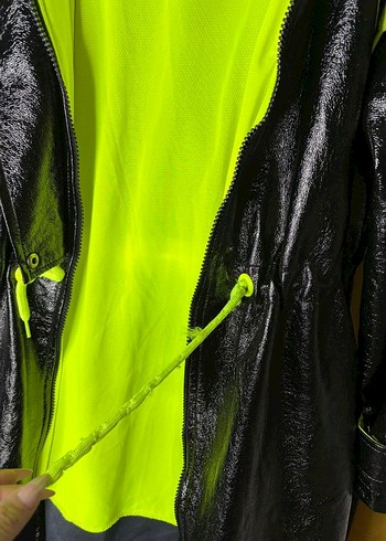 Siyah Deri Midi Yağmurluk - Görsel 3