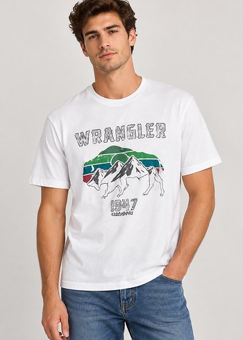 Wrangler Beyaz Dagli Grafik Tisort