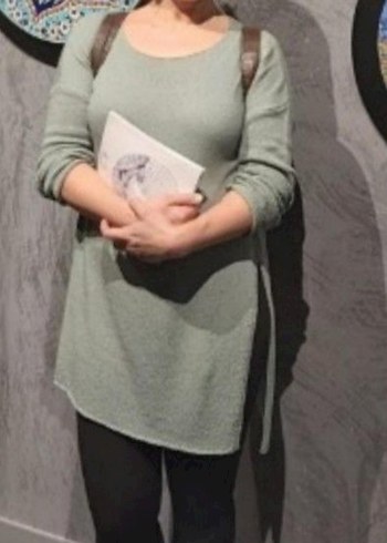 Yeşil turkuaz asimetrik kesimli tunik - Görsel 3