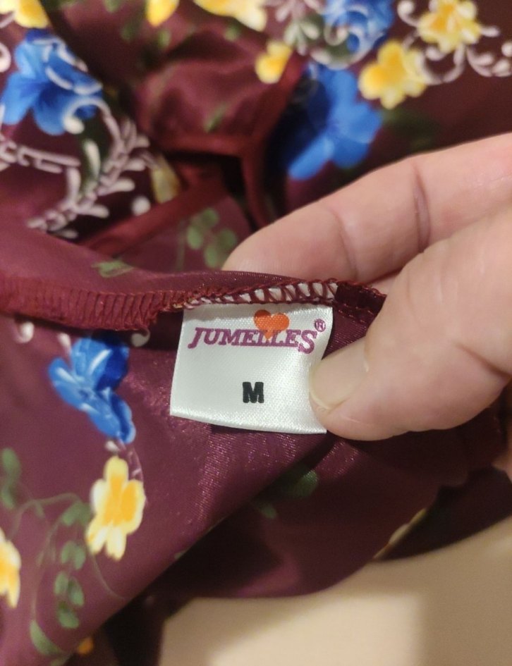 Bordo Çiçek Desenli Askılı Midi Gecelik - Görsel 4