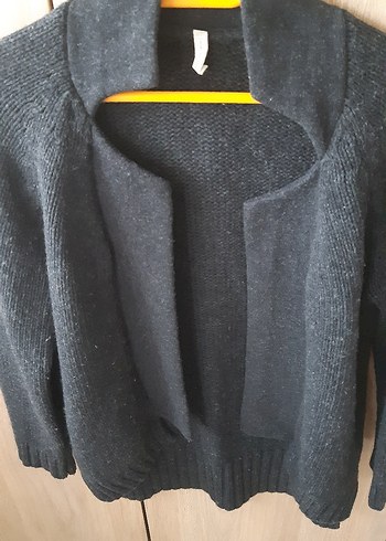 Antrasit Yün Kadın Hırka - Görsel 2