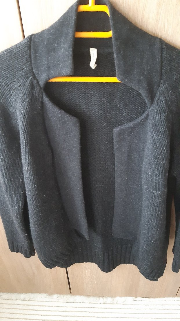 Antrasit Yün Kadın Hırka - Görsel 2