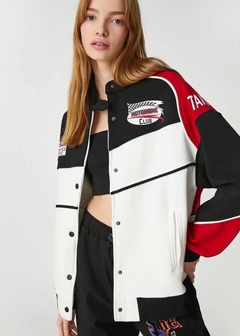 Kadın Kırmızı yarışçı Bomber Ceket - Görsel 2