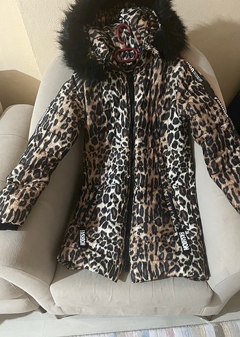 Kahverengi Leopar Desenli Kadın Uzun Kaban - Görsel 3