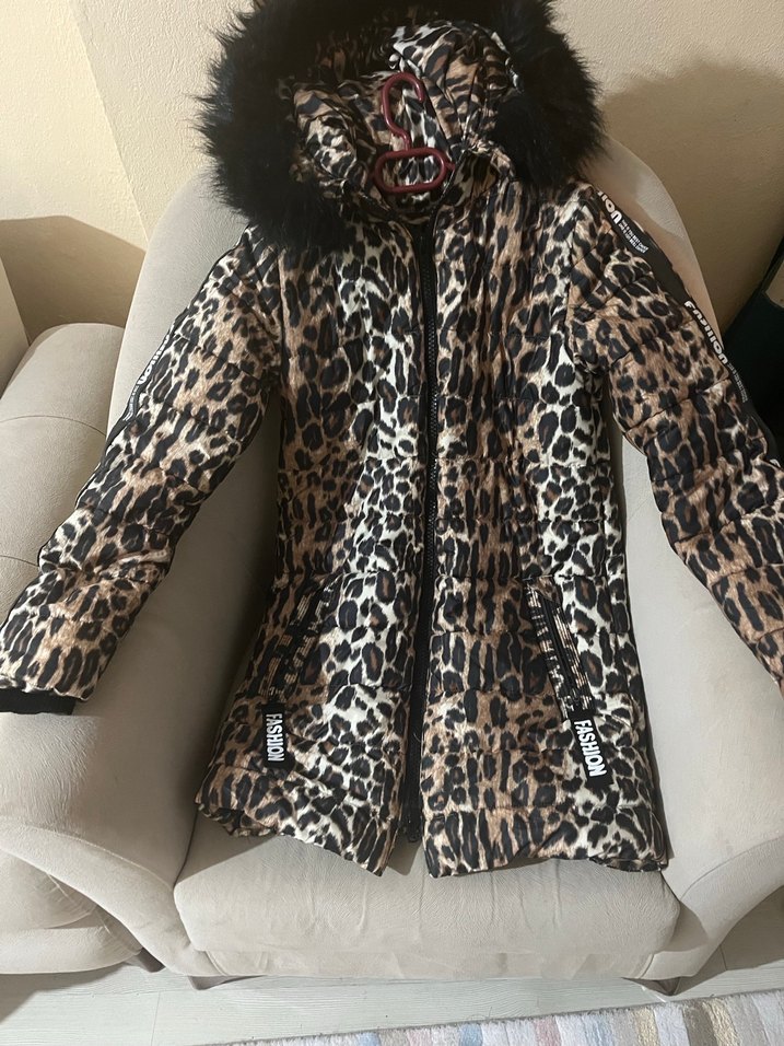 Kahverengi Leopar Desenli Kadın Uzun Kaban - Görsel 3