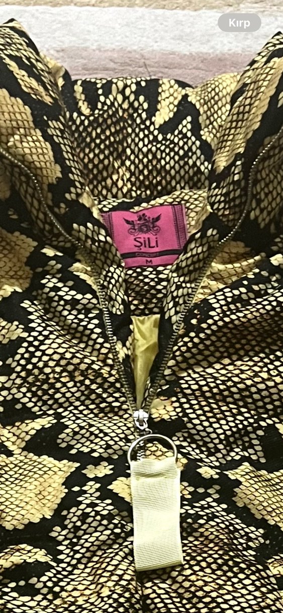 Kahverengi Yılan Desenli Kısa Kürklü Kadın Mont - Görsel 3