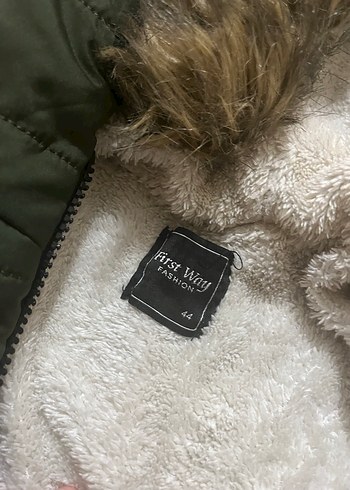 Kadın Haki Kapüşonlu Kürk Detaylı Mont - Görsel 3