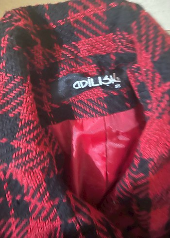 Bordo Ekose Desenli Kadın Kaban - Görsel 4