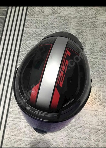 Gri Baskılı Mavi Vizörlü Motosiklet Kaskı - Görsel 4