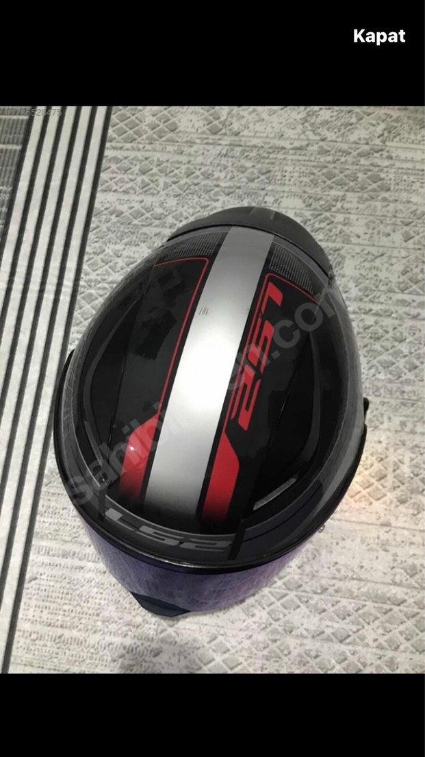 Gri Baskılı Mavi Vizörlü Motosiklet Kaskı - Görsel 4