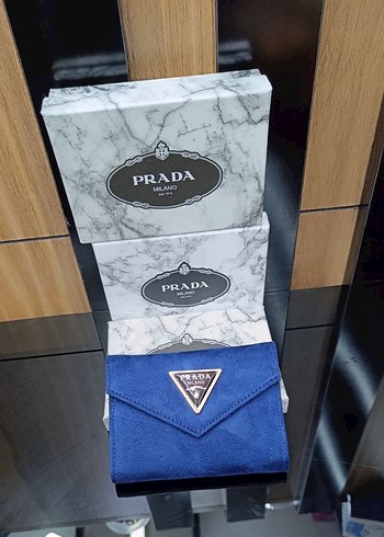 Kırmızı Prada Süet Kadın Cüzdan - Görsel 8