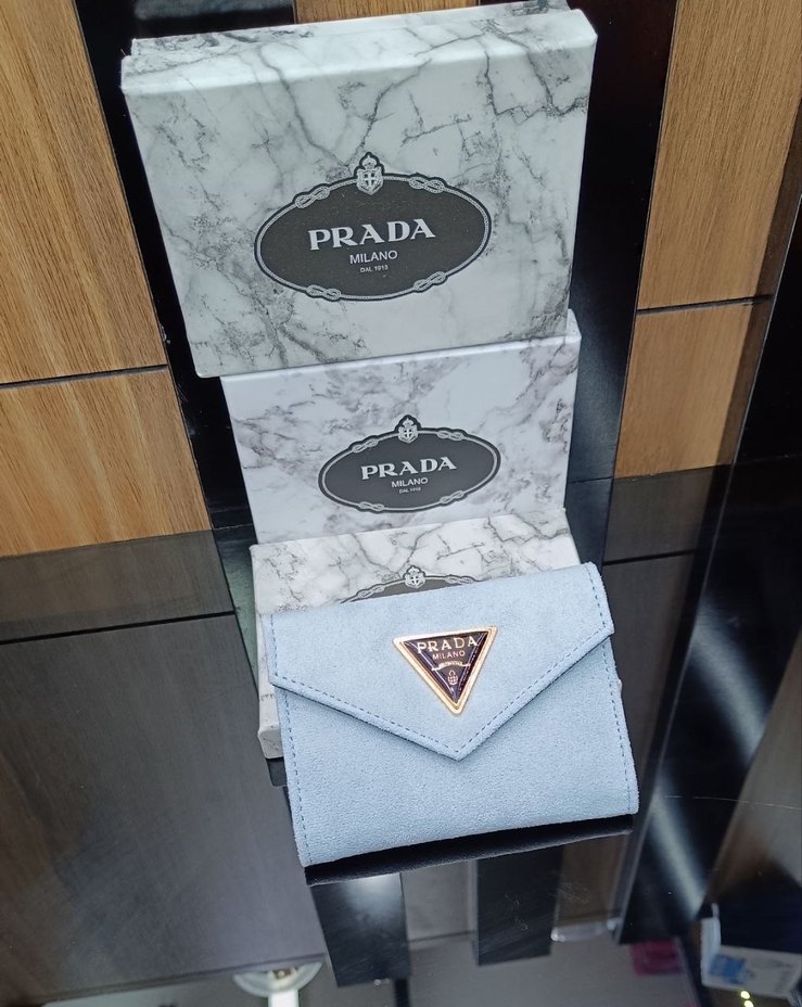 Kırmızı Prada Süet Kadın Cüzdan - Görsel 4