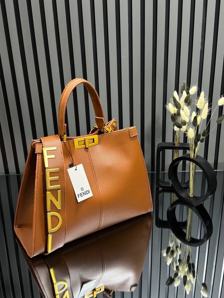 Fendi Kahverengi Deri Kadın Çanta - Görsel 5