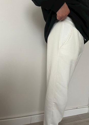 Üç iplik Şardonlu beyaz erkek eşortman altı tüm bedenler mevcut - Görsel 4