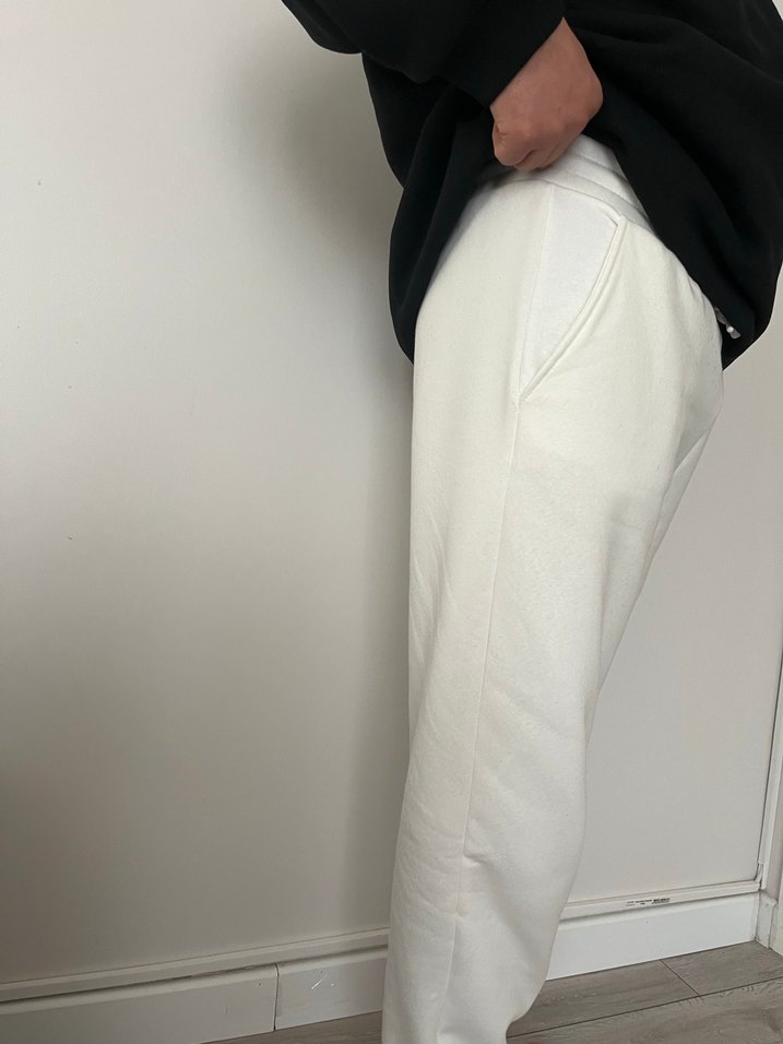 Üç iplik Şardonlu beyaz erkek eşortman altı tüm bedenler mevcut - Görsel 4