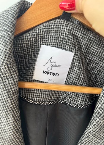 Gri Midi Kesim Kadın Keten Blazer Ceket - Görsel 3