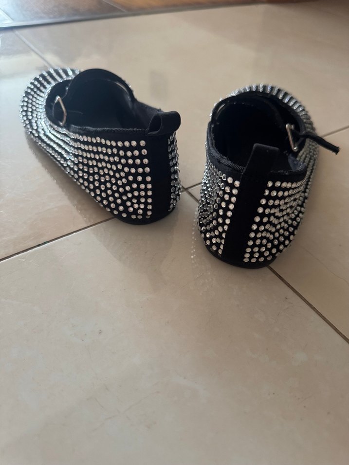 Zara Kızlar için siyah zebra desenli pul işlemeli babet - Görsel 4