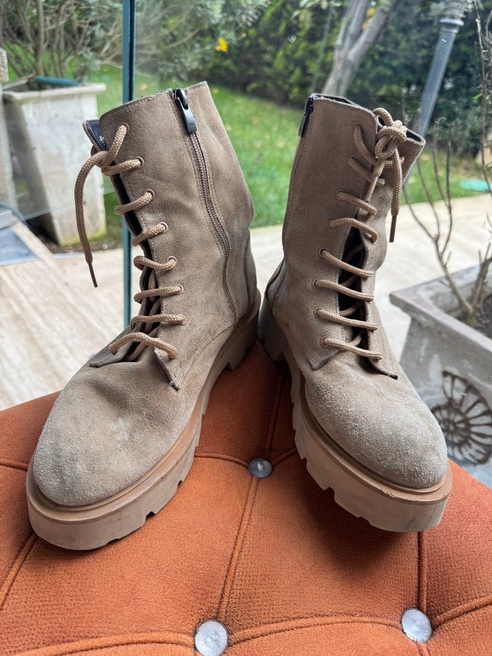 Bej Süet Kadın Dolgu Topuklu Bot - Görsel 3