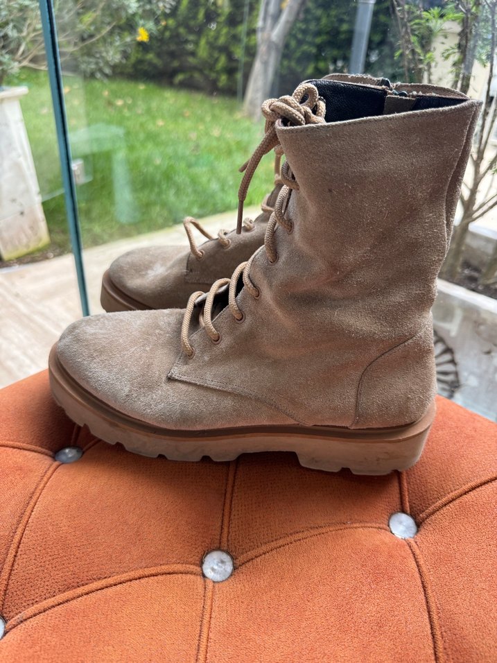 Bej Süet Kadın Dolgu Topuklu Bot - Görsel 2