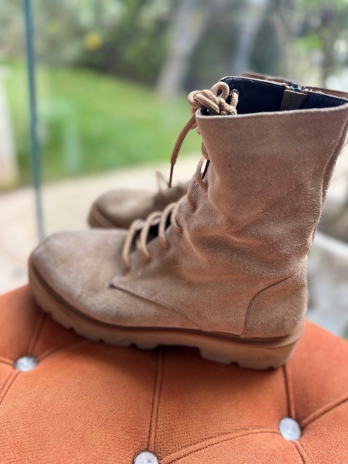 Bej Süet Kadın Dolgu Topuklu Bot - Görsel 4