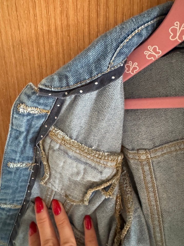 Düğmeli Mavi Denim Ceket - Görsel 3