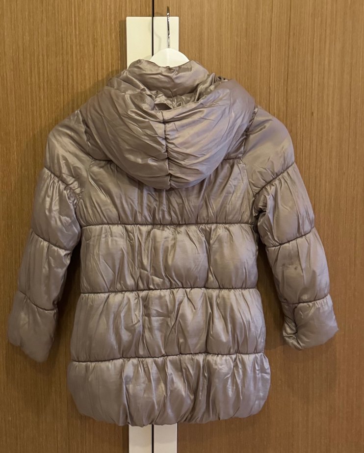 Kız Çocuk Gri Kapitone Fermuarlı Mont - Görsel 2