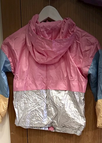 Kız Parlak Pembe Fermuarlı Yağmurluk - Görsel 2