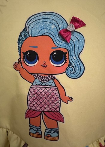 Uzun Kollu Renkli Baskılı Kız Elbisesi - Görsel 2