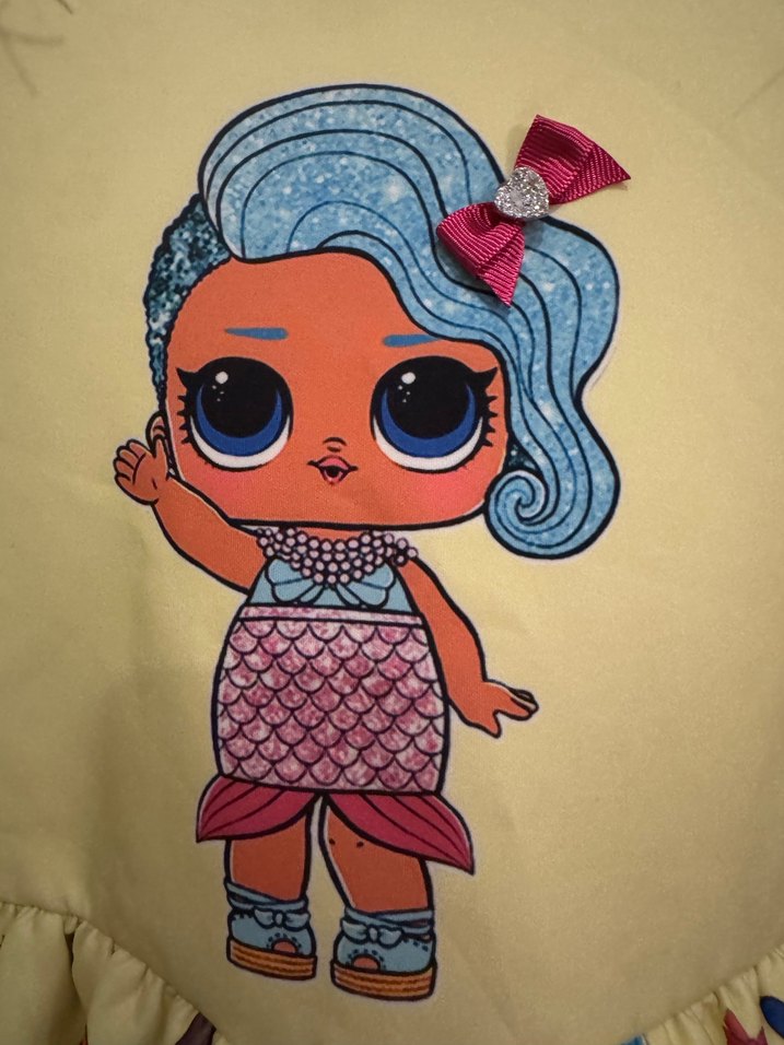 Uzun Kollu Renkli Baskılı Kız Elbisesi - Görsel 2