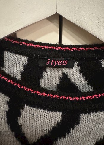 Gri Zebra Desenli Kadın Triko Kazak - Görsel 2