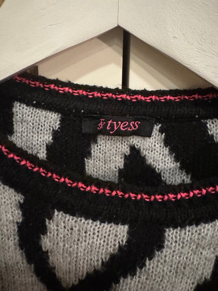 Gri Zebra Desenli Kadın Triko Kazak - Görsel 2