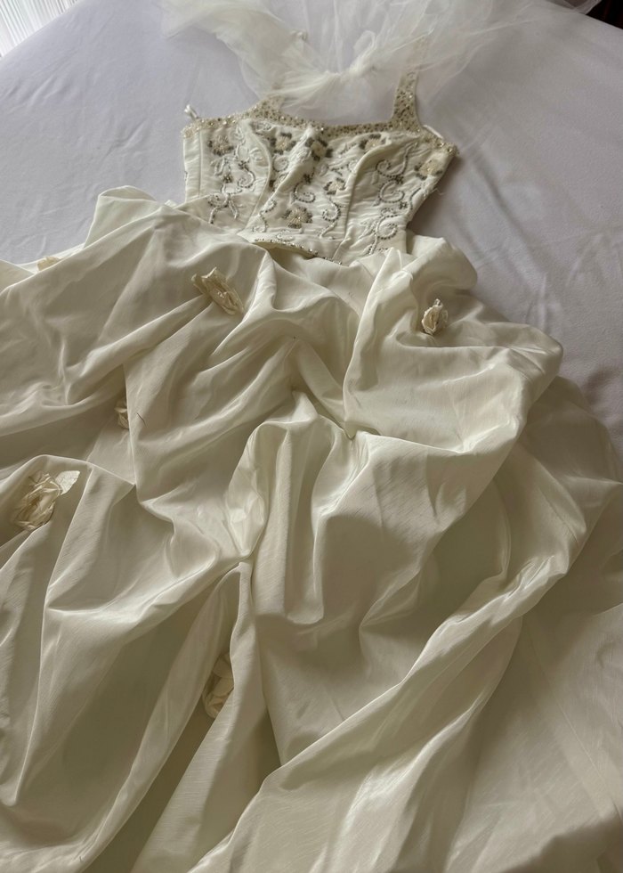 Vintage Bohem Gelinlik, Straplez, Uzun - Görsel 3