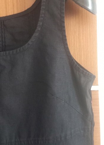 Keten elbise kolsuz - Görsel 5